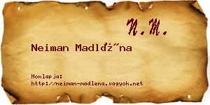 Neiman Madléna névjegykártya